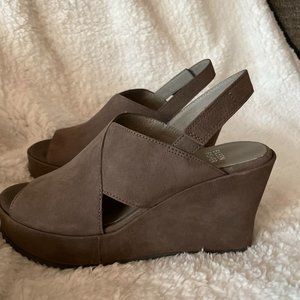 EILEEN FISHER Slingback Platform Wedge Shoes  Size 7.5